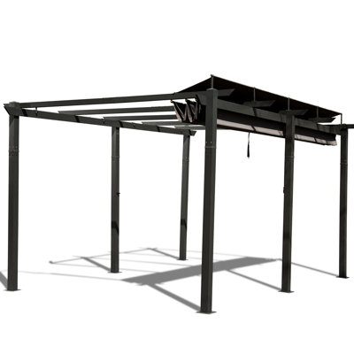 11 X 16 Ft Outdoor Living Area Gathering Pergola - Dark Gray. Rust- Aluminum Frame, Canopy, Adjustable For Parties Construction, Adjustable, Quick Assembly