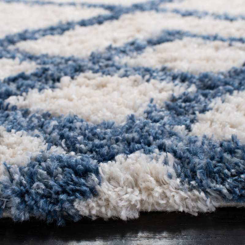 Tapis ivoire / bleu Rivka, Rectangle 4pi x 6 pi