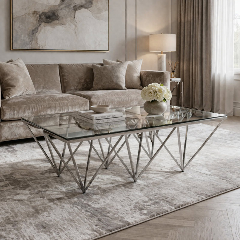 Allure Silver Base Glass Coffee Table