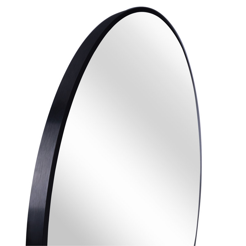 Miroir mural 36 pouces avec cadre en métal noir pour attrait pour la salle de bain - Verre HD, aluminium rouille, panneau de densité incassable, style contemporain, miroir en alliage d'aluminium, conception incassable