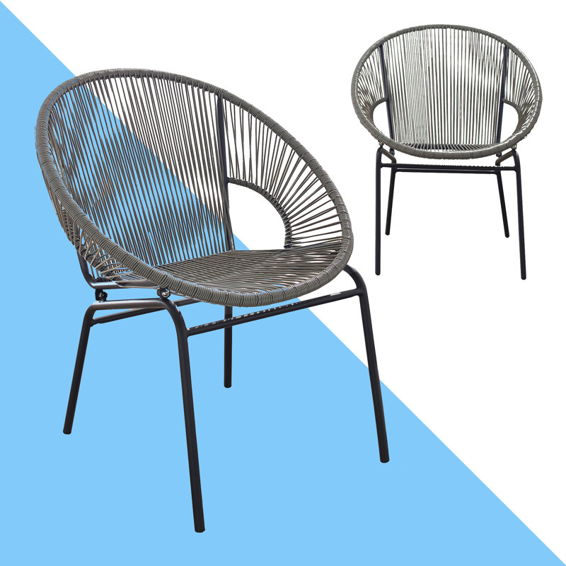 Alamo 26.7" W Papasan Chair, Gray