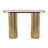 Cole And Grey Metal Oval Console Table With White Marble Tabletop And Ribbed Legs