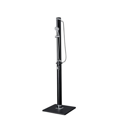 Arlend 218cm H Solar Powered Temperature Controlled Steel Freestanding Outdoor Shower with Detachable Shower Head and Footwash Spout