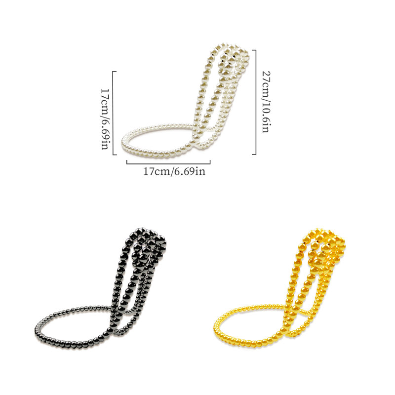 Support à vin avec collier de perles (argent), Argent argent