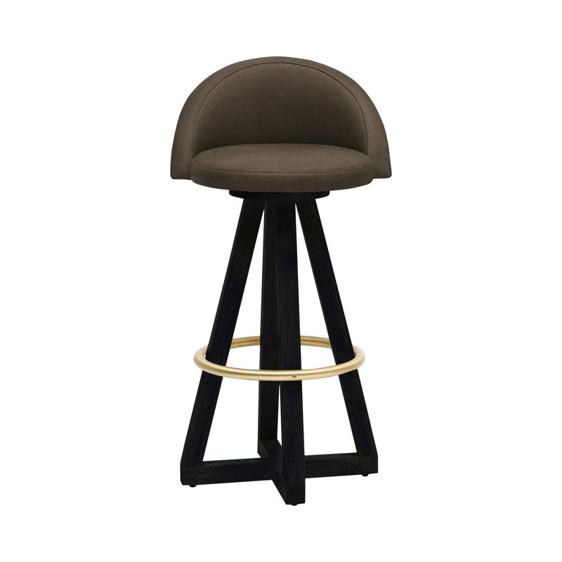 X3 Swivel 38" Bar Stool, Olive, Black Brass Oak