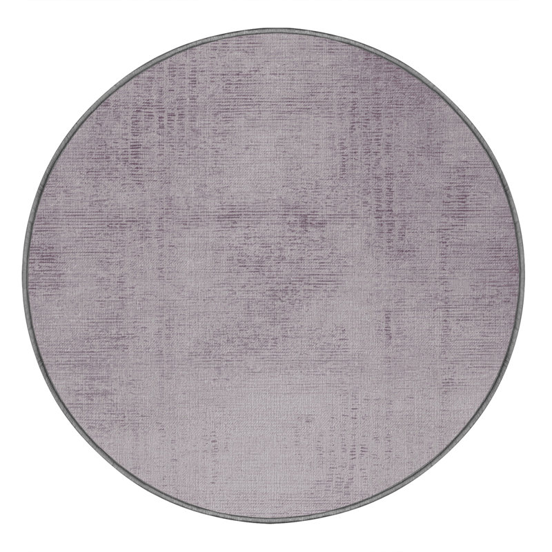 Machine Washable Abstract Pink Area Rug, Round 7'