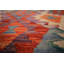 Tapis oriental réversible en laine orange Kilim 8 x 10