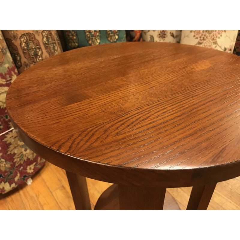 Table de bout ronde en chêne Mission Style - cerisier Michael