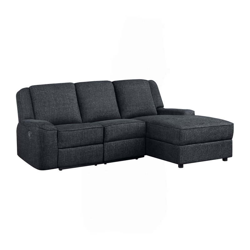 Canapé modulaire inclinable 2 pièces avec méridienne droite et revêtement en chenille