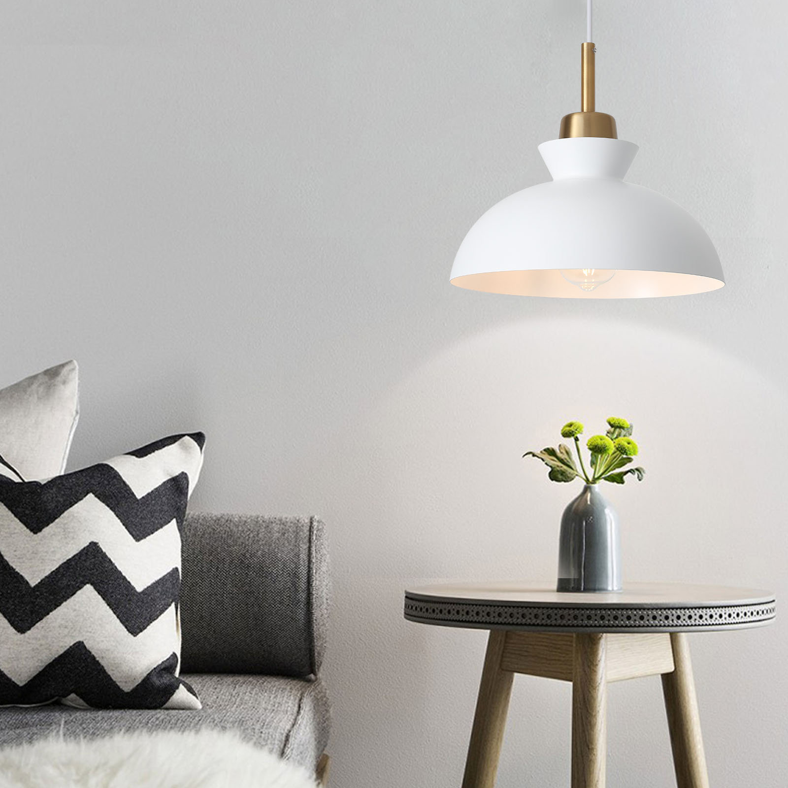 Gibran Single Light Dimmable Pendant, White