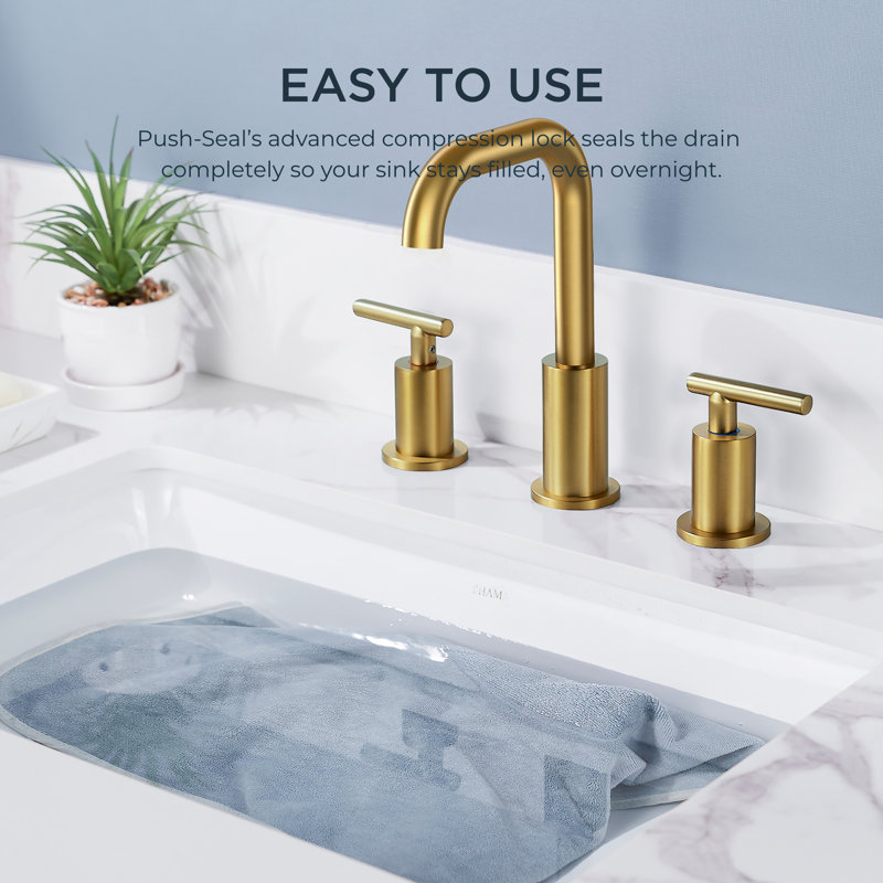 Robinet de salle de bain à large entraxe avec bonde, Or brossé