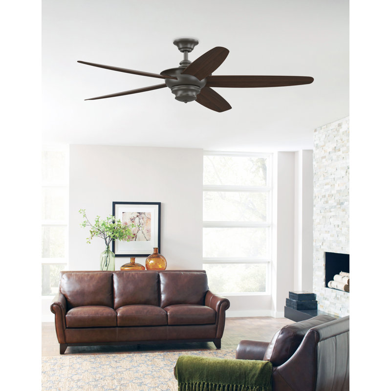 Ventilateur de plafond intérieur / extérieur 60 pouces Florid - grège mat avec pales en bois patiné