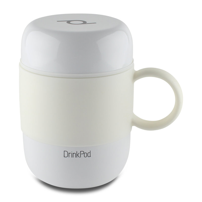 Grunwerg Drink Pod Stainless Steel Travel Mug, White