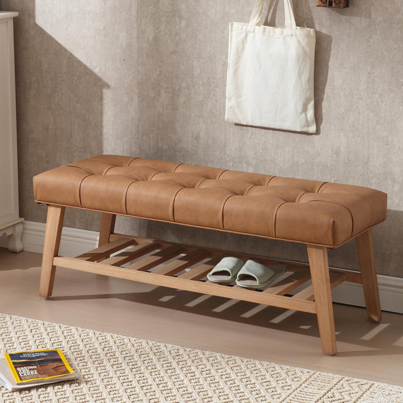 Banc de rangement en tissu d'ameublement Farmhouse