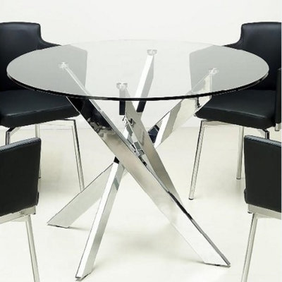 Jurida Round Glass Top Metal Base Dining Table