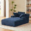 Chaise longue 1 place en velours côtelé bleu, sans montage, avec coussin à ressorts et siège ergonomique. Parfait pour relaxer au salon. Revêtement doux au toucher. Parfait pour une pause au bureau.