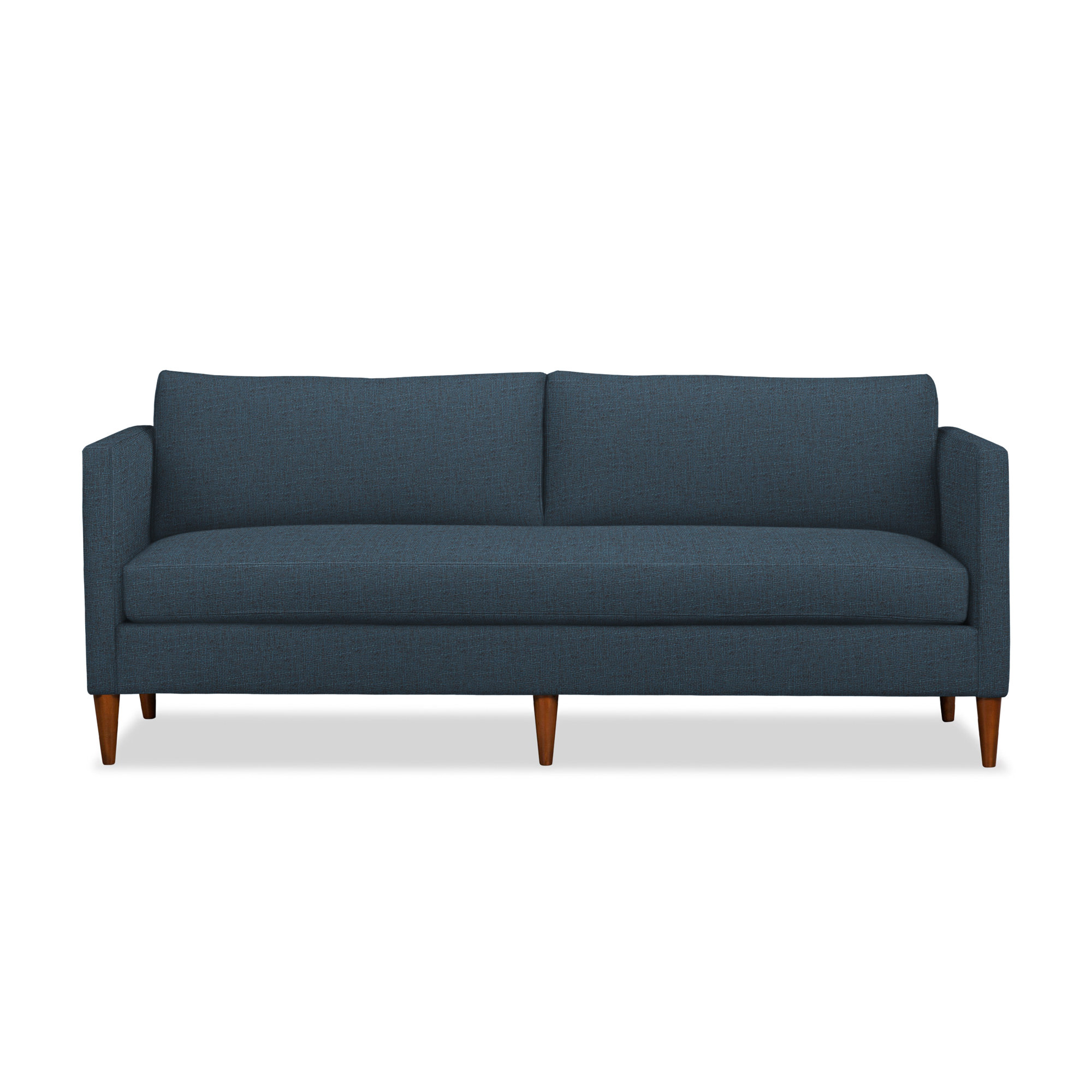 Clifford 87" Upholstered Custom Bench-Seat Sofa, Zuma Navy Textured Linen