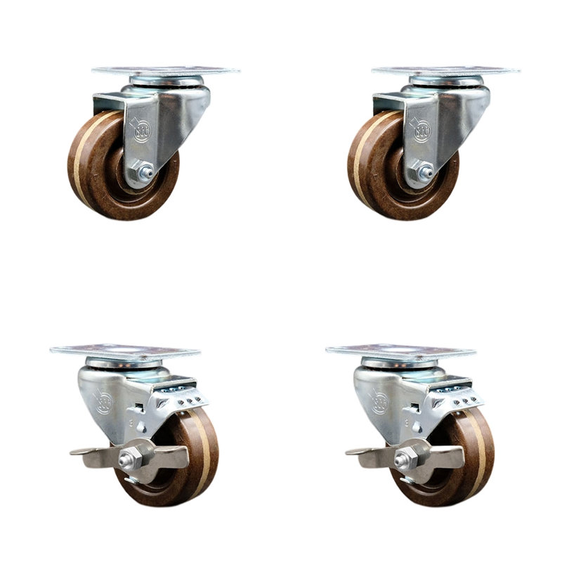 Ensemble de roulettes pivotantes 4 pièces