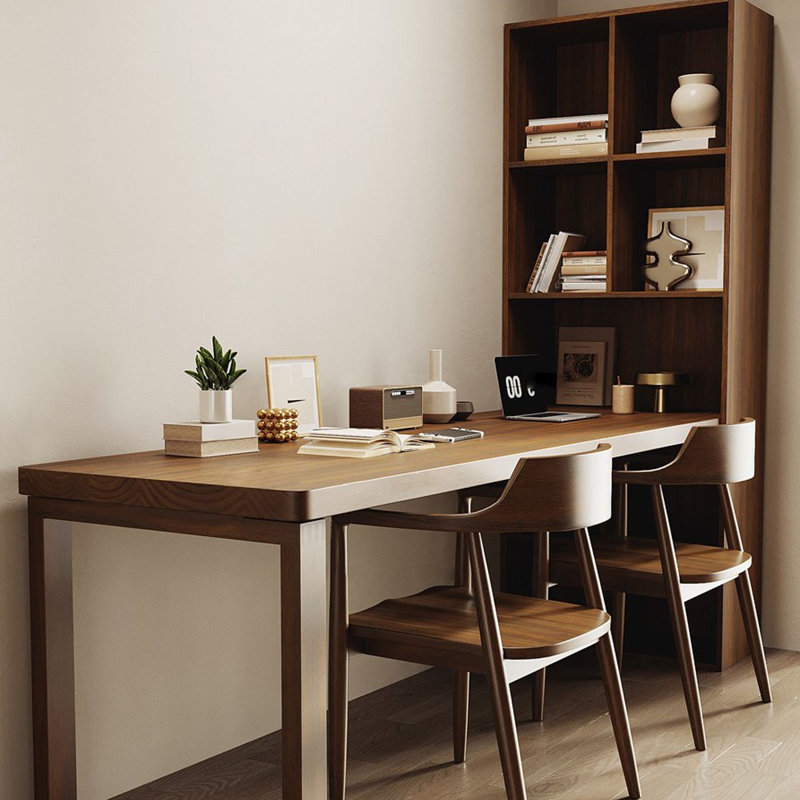 Brown Rectangular Solid Wood writing desk, 70.87" H x 94.49" W x 23.62" D, Right Hand Return