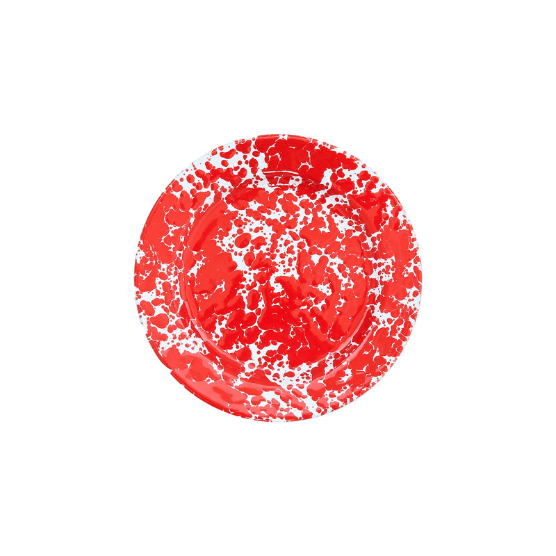 Splatter Flat Salad Plates, Black, Red