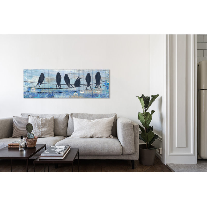 Reproduction d’art sur toile tendue "littoral oiseaux" par kimberly allen, H 12 po x l 36 po x P 1,5 po