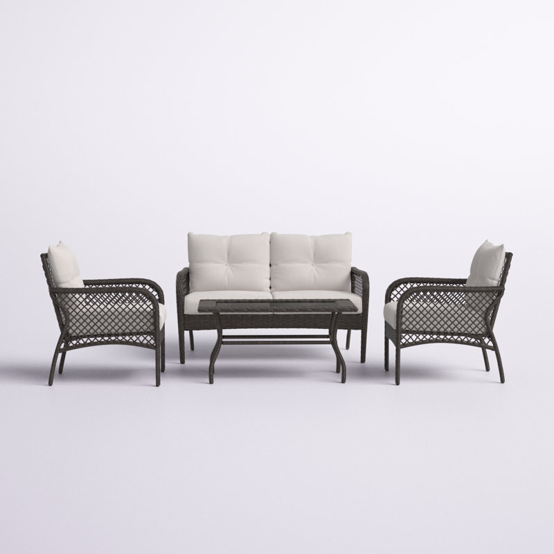 Ensemble de conversation modulaire avec coussins 4 pièces Allarna