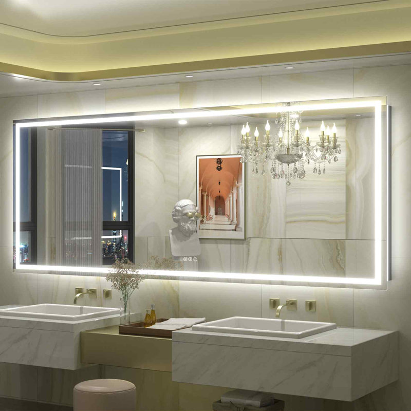Wayfair Basics® UL Certified Front & Back LED Anti-Fog Tempered Glass Bathroom/Vanity Mirror with 3-Year Warranty, 84" x 32"
