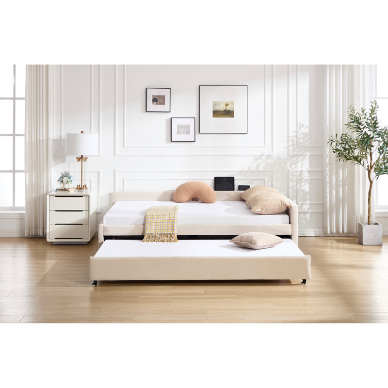 Lit de jour moderne en velours multifonctionnel avec couchette, grille coulissante en losange, pour la chambre à coucher, décoration tapissier sans sommier requis, chambre d'amis, structure en métal