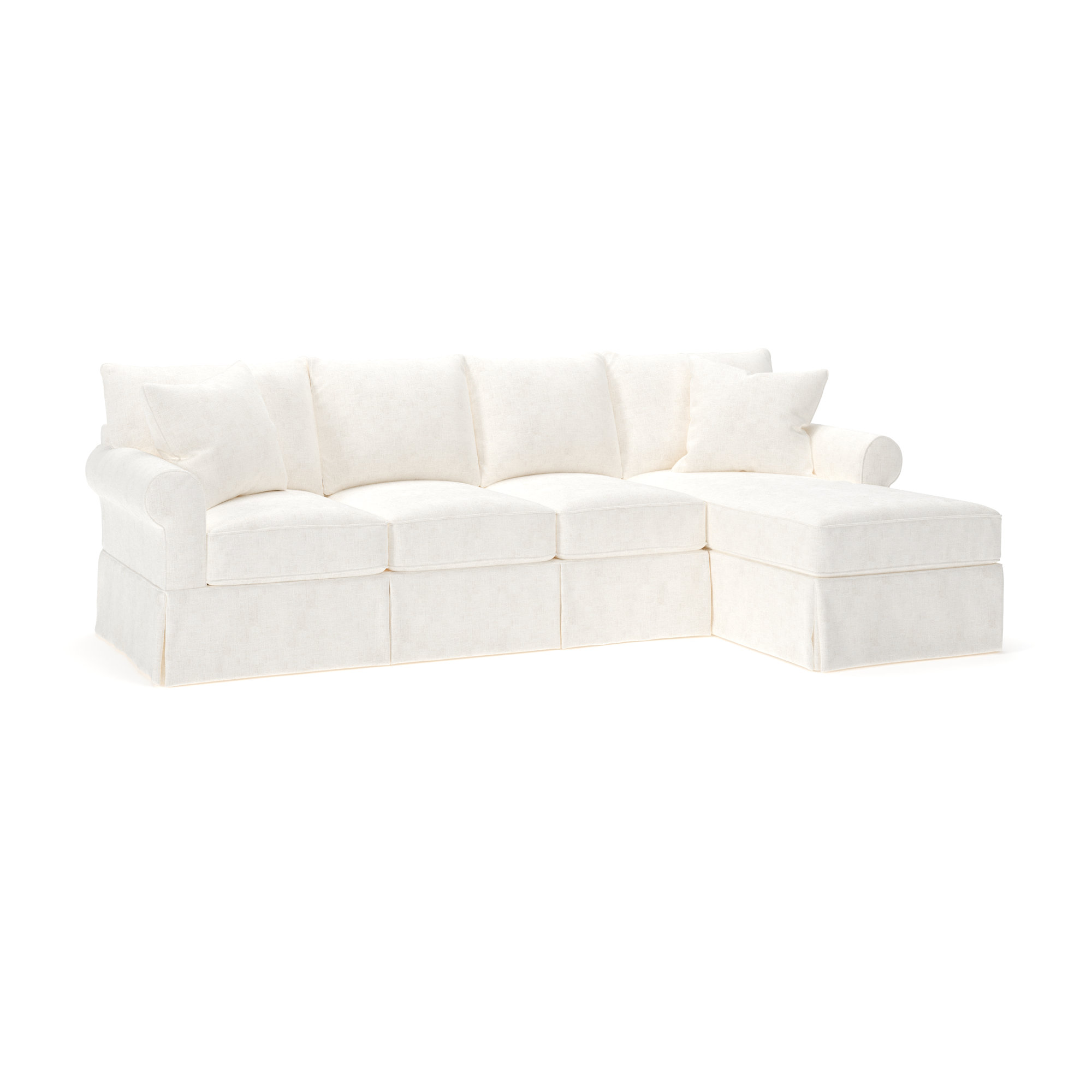 Amari Slipcovered Sectional with Sleeper Sofa, Bevin Natural Linen Blend, Right Hand Facing
