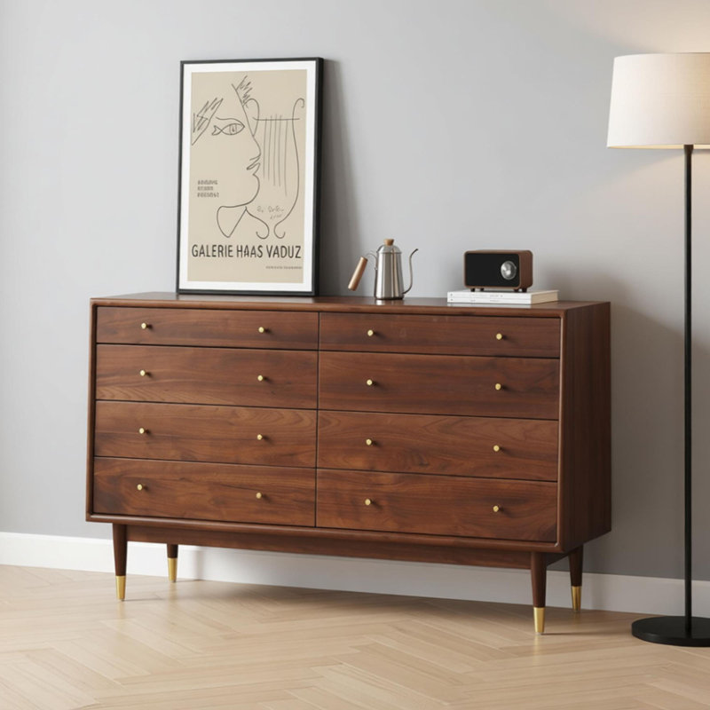 Simple multi-drawer storage solid wood sideboard, 31.49" H x 55.11" W x 15.74" D