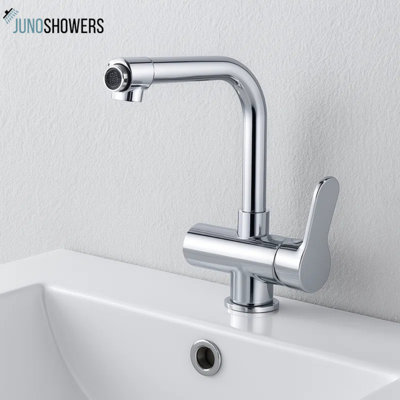 Juno 360° Rotating Brass Wall-Mount Bathroom Sink Faucet – Single Handle in Matte Black or Chrome