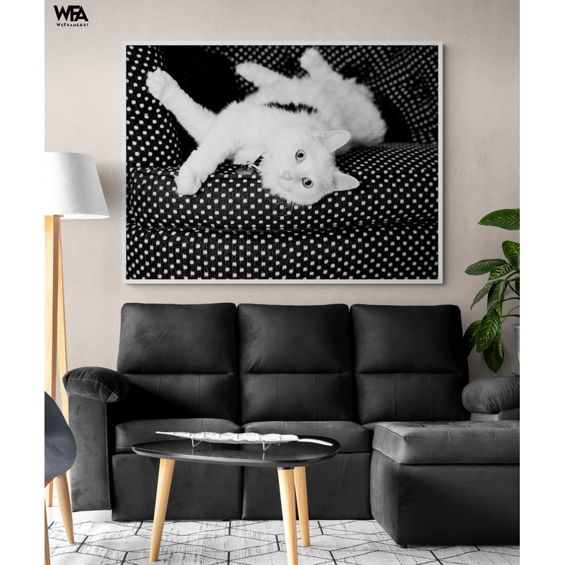Chat, décor de bureau de chat blanc, impression de chaton, œuvre de chat ludique, art de chat noir et blanc, affiche d'art de chat moderne