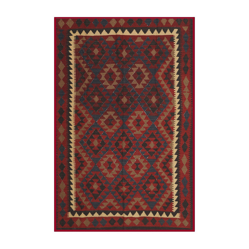 Tapis beige/rouge/brun contemporain, Rectangle 3 pi x 5 pi
