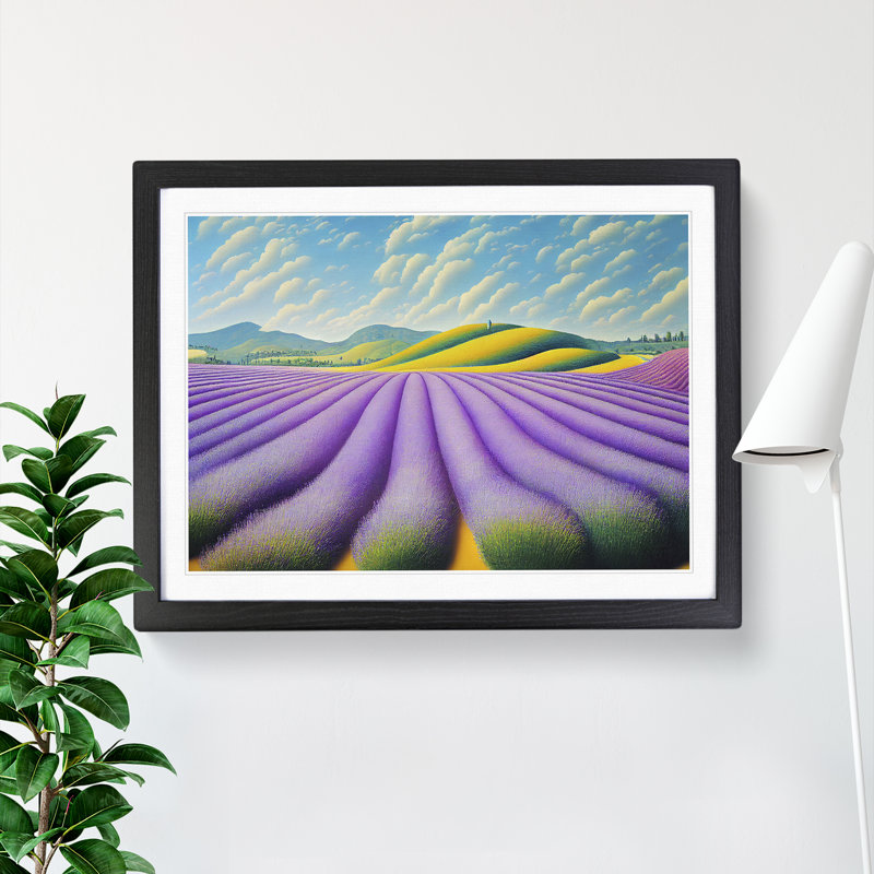 Stimulating Lavender Flower Field - Framed Print, Black Framed, 34cm H x 46cm W x 2cm D