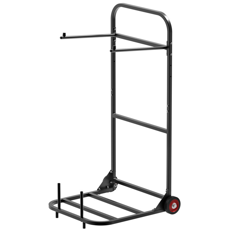 Support à chaise pliable, capacité de 100 lb, chariot de chaise robuste pour suspendre 10 chaises, chariot de rangement multifonctionnel en métal avec roues en caoutchouc, support de chaise à pousser, noir mat