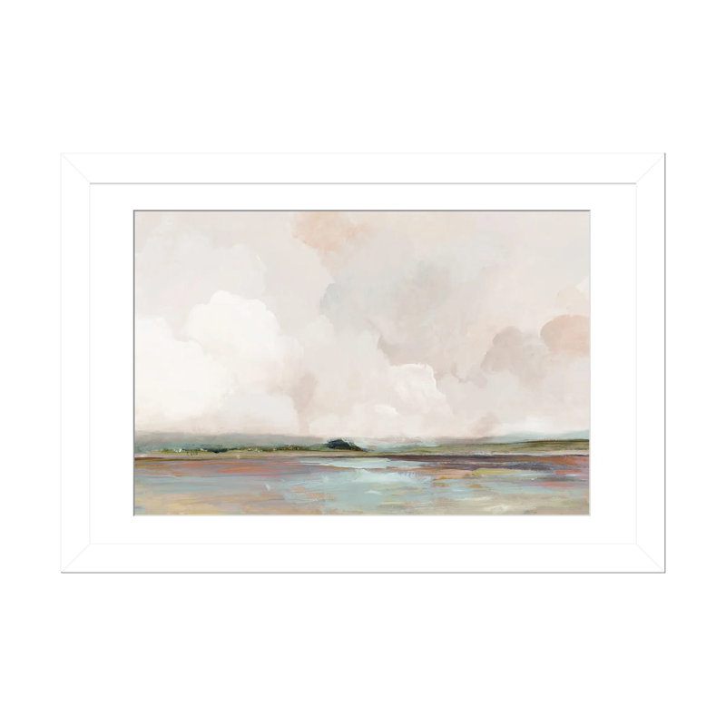 Pink Sunrise, White Open Corner Framed Paper, White, 16" H x 24" W x 1" D