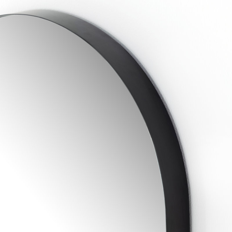 Georgina Flat Metal Wall Mirror, 32" x 21", Matte Black