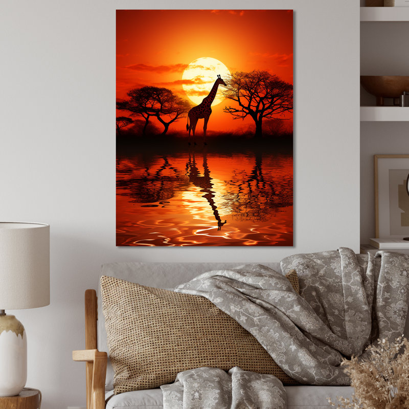 Savane, safari, aventure, girafe - girafe, art mural en métal, H 40 po x l 30 po x P 1,5 po
