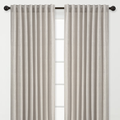 Latitude Run® 2-Panel Embossed Leaf Textured Curtains - 3-In-1 Back Tab, Rod Pocket, Ring Tab