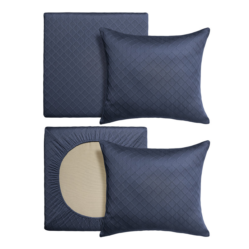 Housse de coussin élastique ARDEN, housse de coussin de patio en tricot extensible, résistante à la décoloration, lavable à la machine, housse de remplacement intérieure / extérieure, s'adapte à plusieurs tailles, bleu marine