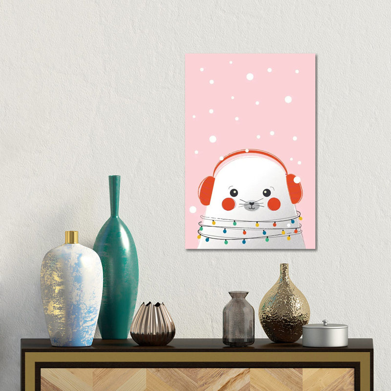 Christmas Animals Cute Seal by Show Me Mars - Gallery-Wrapped Canvas Giclée on Canvas, Canvas
