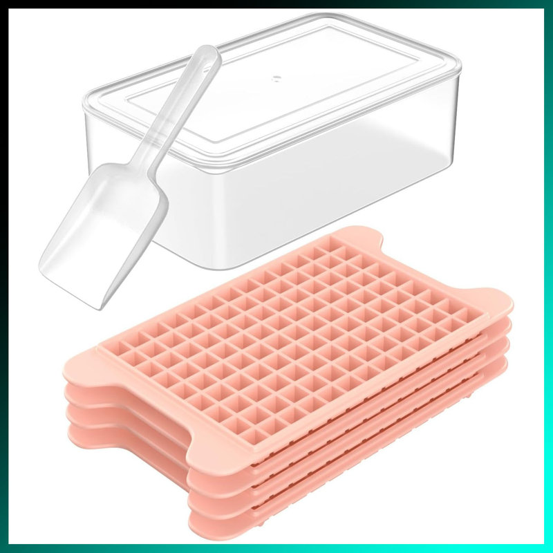 Mini Ice Cube Tray For Freezer - 4 Pack Small Nugget Ice Trays With Airtight Storage Bin, 117 Cubes Total | Easy Release Crushed Ice Maker For Cocktails, Sodas & Smoothies | Perfect For Home Bars, Parties & Office Use