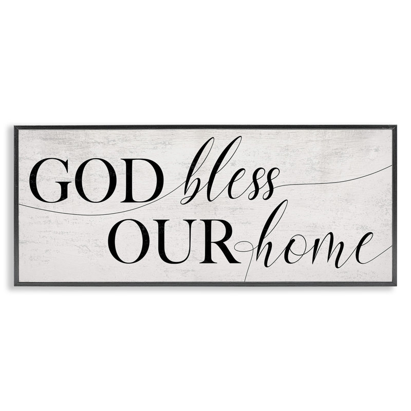 God Bless Our Home Phrase Giclee Art by Daphne Polselli, Midnight Black Framed Giclee, 13" H x 30" W