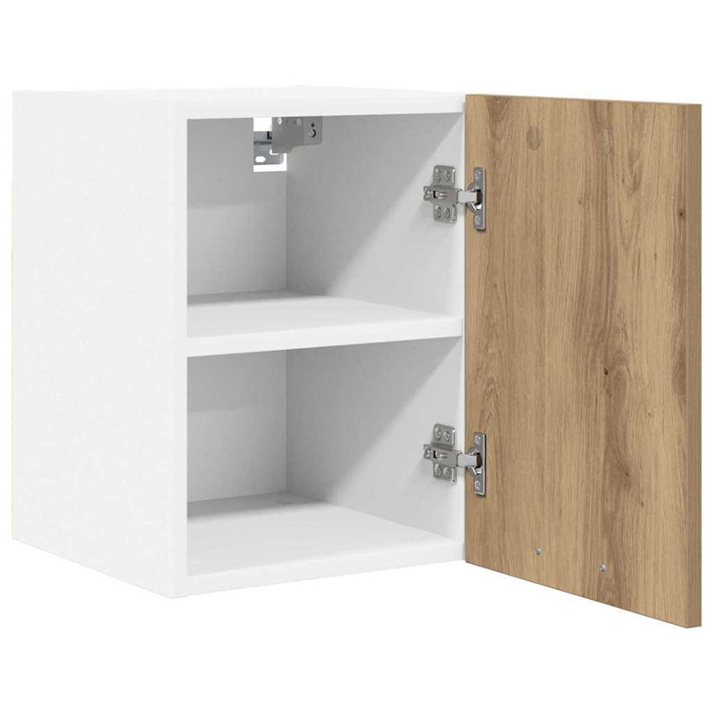 Vidaxl Hanging Cabinet Riga Black Oak And White 40 X 31 X 40 Cm, 40cm H x 30cm W x 31cm D, Artisan Oak/White