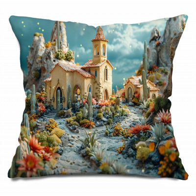 Coussin charmant village, coussins en coton architecture