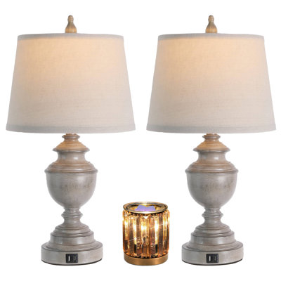 Table Lamps Set of 2 with USB Port,  3-Way Dimmable Touch Control, and 1pcs Wax Melting Heater