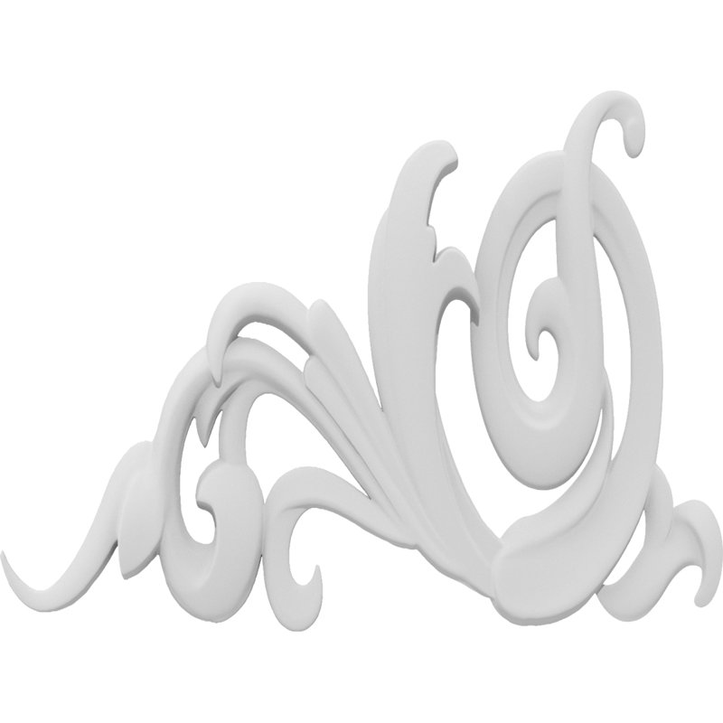 Kirby H W D Composite Rosette Applique, 3" H x 4" W x .38" D, Left