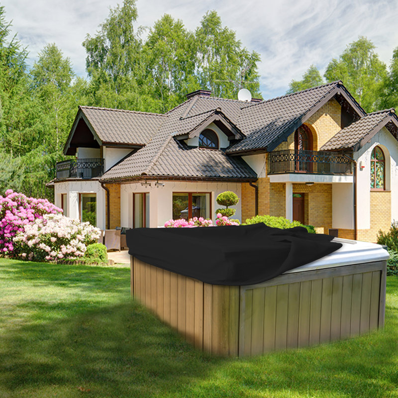 High Density Multipurpose Outdoor Square Hot Tub Cover, UV Resistant & Waterproof Spa Cover Protector