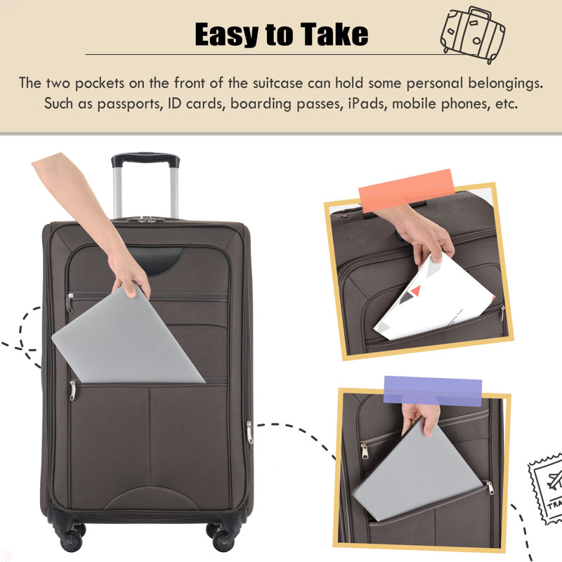 Softside Luggage Expandable 3 Piece Set Suitcase With Duffel Bag Upright Spinner Softshell Lightweight Luggage Travel Set