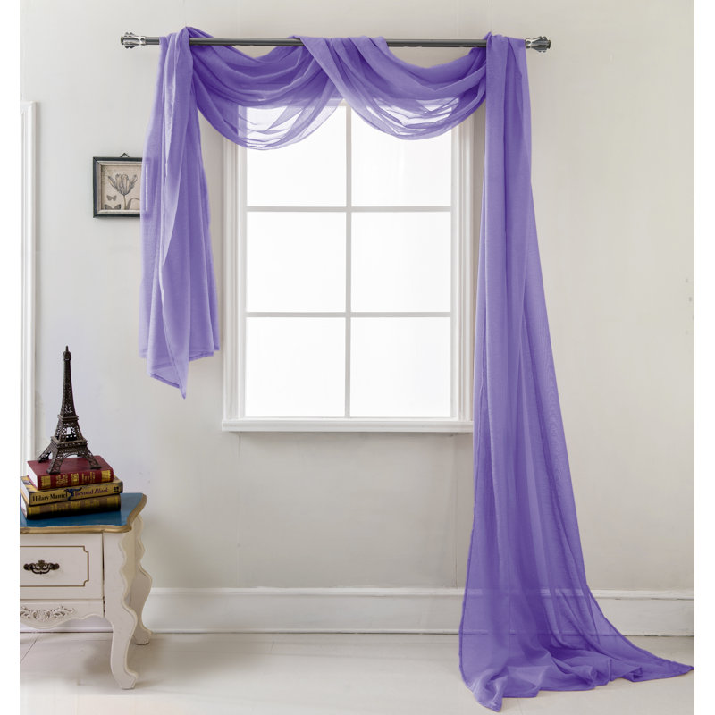 Rideau en contour de fenêtre transparent Brannon, Mauve fluo